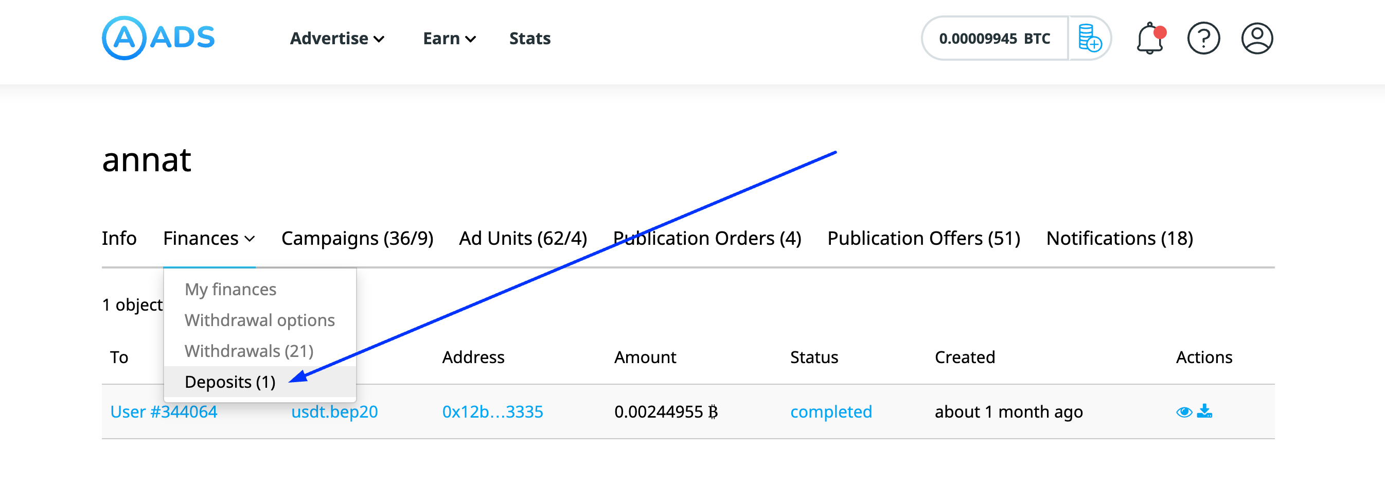  The Process of Depositing Fiat is Completed 