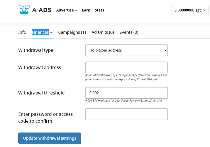 Change withdrawal address