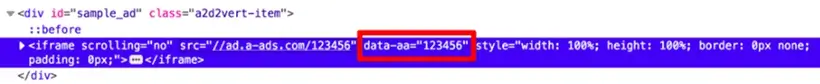 Correct iframe with data-aa attribute