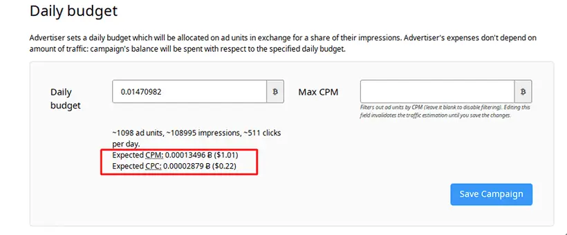 Expected CPM and CPC