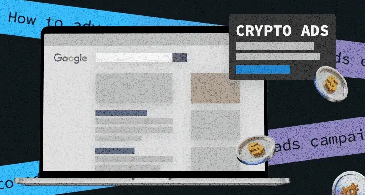 Laptop Google search with crypto ads