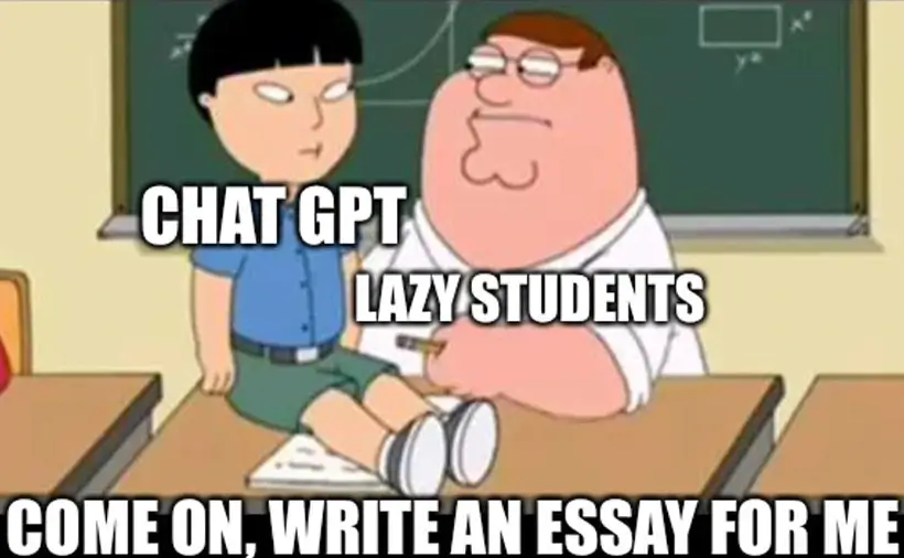 Lazy student asking ChatGPT to write an essay