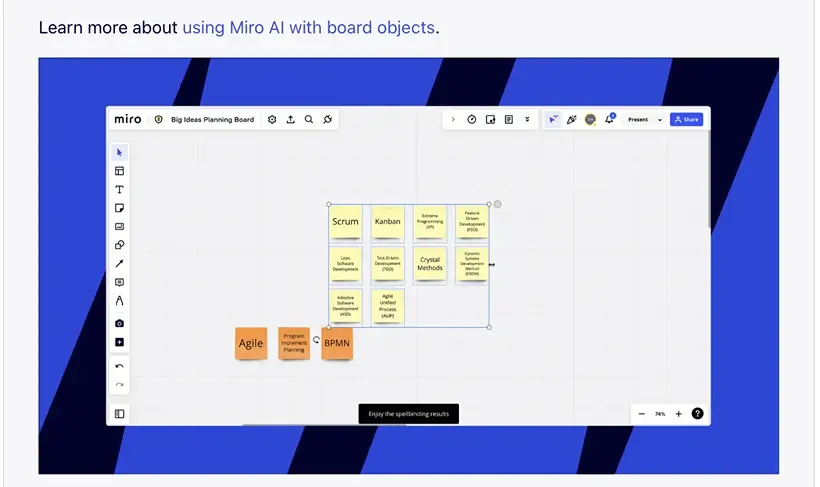 Miro AI big ideas planning board