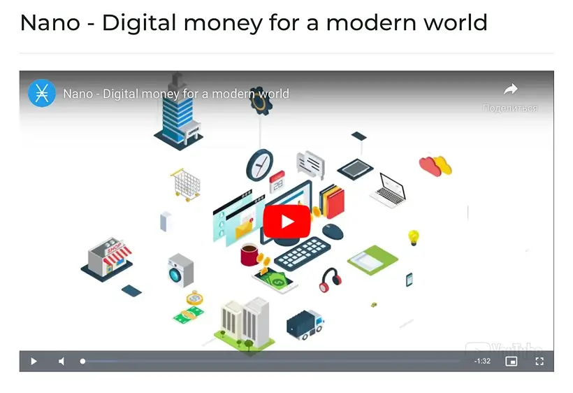 Nano - Digital money for a modern world, YouTube thumbnail