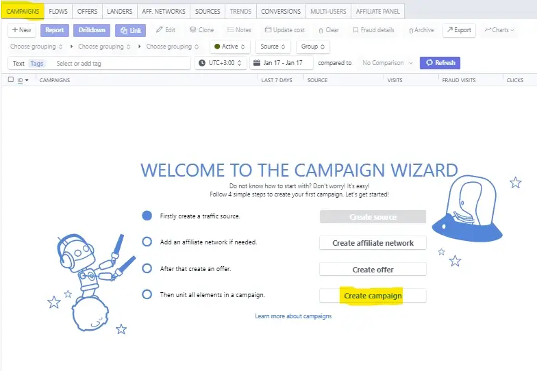 PeerClick: create a campaign