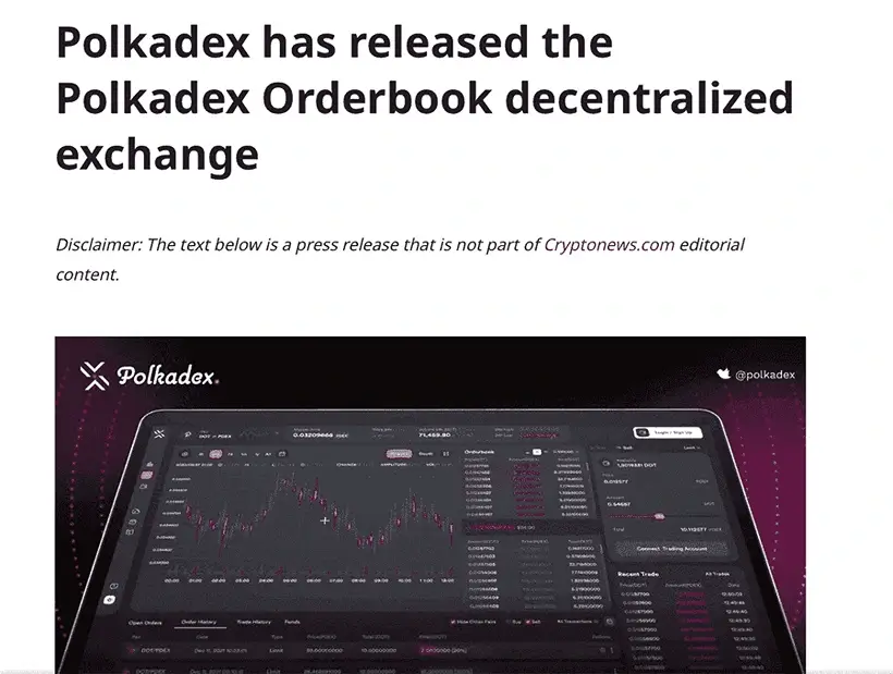 Polkadex Press Release