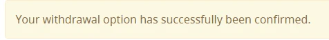 Withdrawal address sucessfully confirmed