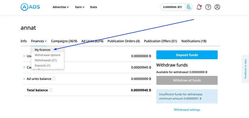 withdrawal method will become active